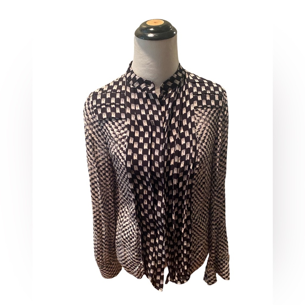 REISS Black & White Blouse — size 2